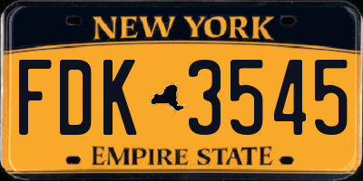 NY license plate FDK3545