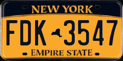 NY license plate FDK3547