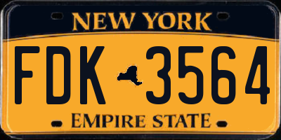 NY license plate FDK3564