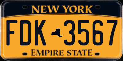NY license plate FDK3567