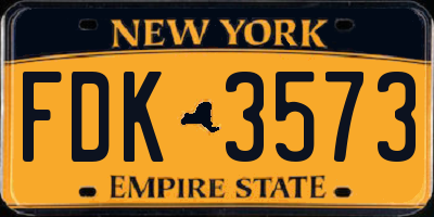 NY license plate FDK3573