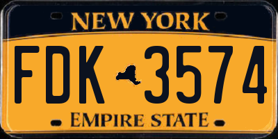 NY license plate FDK3574