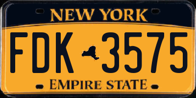 NY license plate FDK3575