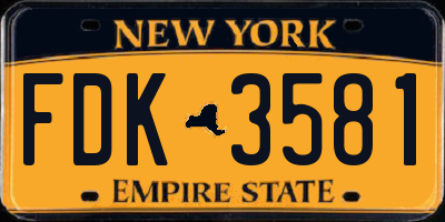 NY license plate FDK3581