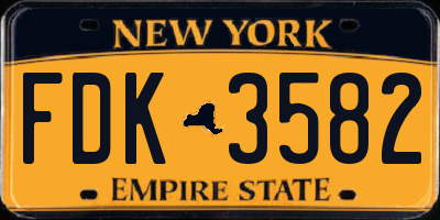 NY license plate FDK3582