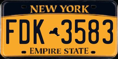 NY license plate FDK3583