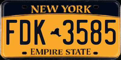 NY license plate FDK3585
