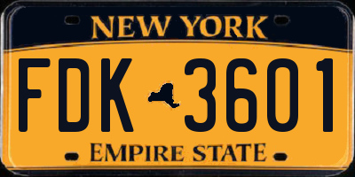 NY license plate FDK3601