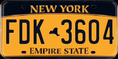 NY license plate FDK3604