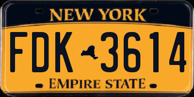 NY license plate FDK3614
