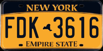 NY license plate FDK3616