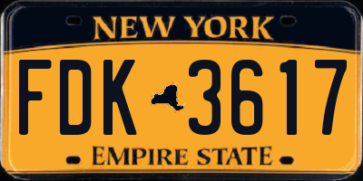 NY license plate FDK3617
