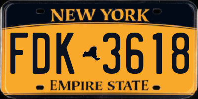 NY license plate FDK3618
