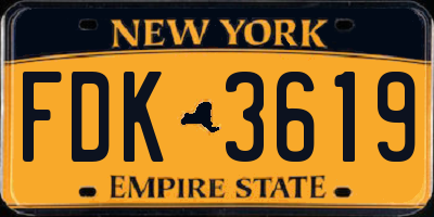 NY license plate FDK3619