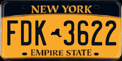 NY license plate FDK3622