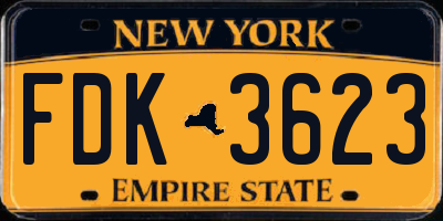 NY license plate FDK3623