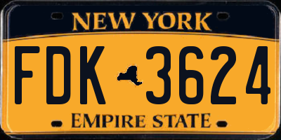 NY license plate FDK3624