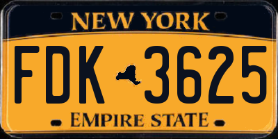 NY license plate FDK3625