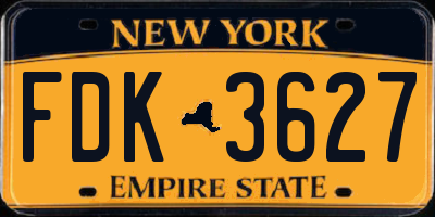 NY license plate FDK3627