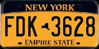 NY license plate FDK3628
