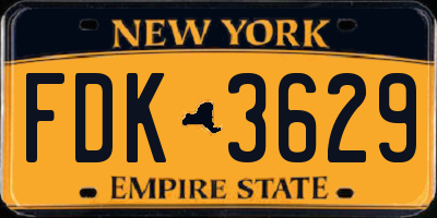 NY license plate FDK3629