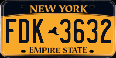 NY license plate FDK3632