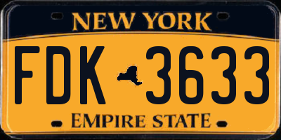 NY license plate FDK3633