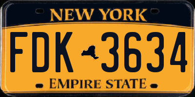 NY license plate FDK3634