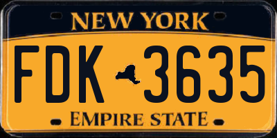 NY license plate FDK3635