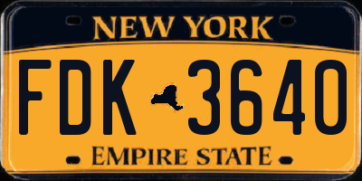 NY license plate FDK3640
