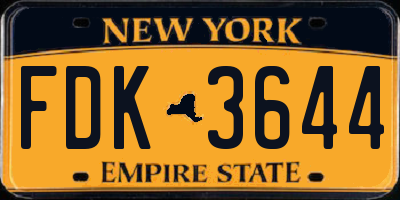 NY license plate FDK3644
