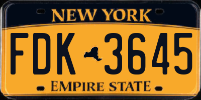NY license plate FDK3645