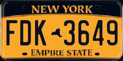 NY license plate FDK3649