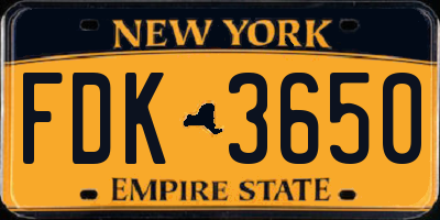 NY license plate FDK3650