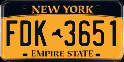 NY license plate FDK3651