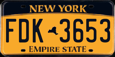 NY license plate FDK3653