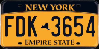 NY license plate FDK3654