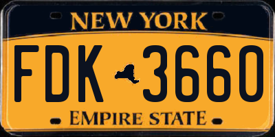 NY license plate FDK3660