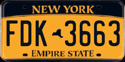 NY license plate FDK3663