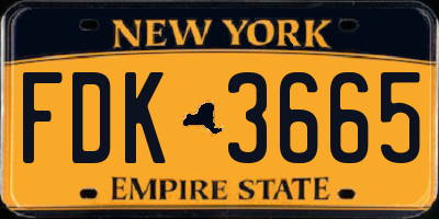 NY license plate FDK3665