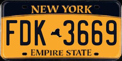 NY license plate FDK3669