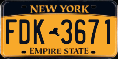 NY license plate FDK3671