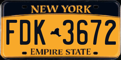 NY license plate FDK3672