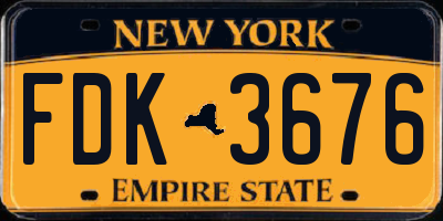 NY license plate FDK3676