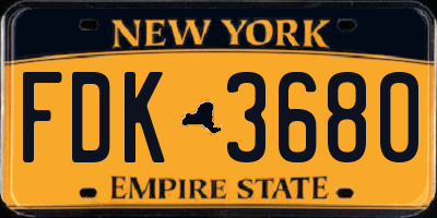 NY license plate FDK3680