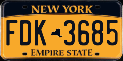 NY license plate FDK3685