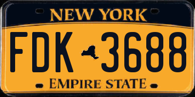 NY license plate FDK3688