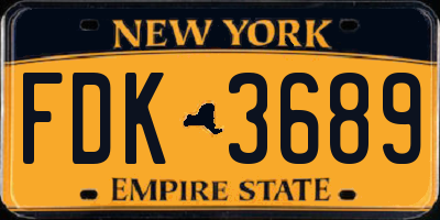 NY license plate FDK3689