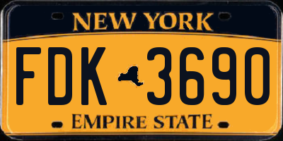 NY license plate FDK3690
