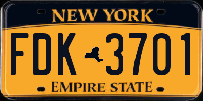 NY license plate FDK3701